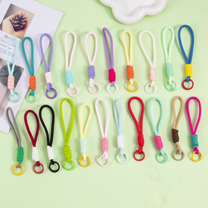 Classic Colorful Blocked Phone Lanyard Short Thickened Knotted Woven Wrist Rope Keychain Lanyard Anti Lost Lanyard Decoration