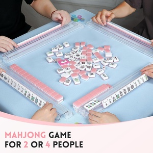 American <b>Mahjong</b> Tiles <b>Set</b> with White and Pink Acrylic Engraved <b>Mahjong</b> Tile and Portable Travel Case <b>Mahjong</b> - Product Image 5