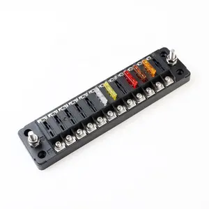 12-way Lightless Fuse Box 12 Circuits With PC Cover and Negative Bus Bar PA66 Bass