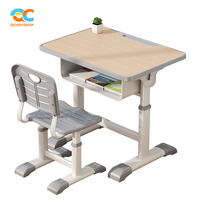 Petite table d'étude pour espaces restreints, ensemble chaise enfant et mobilier individuel, ergonomique, réglable, durable, en métal, pour l'école et la maison
