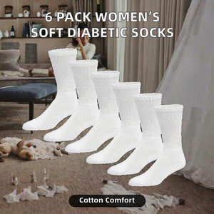 Paquete de <span class=keywords><strong>6</strong></span> Pares de Calcetines Deportivos para Mujer, para Diabéticas, Mezcla de Algodón Suave, Sin Elástico, Ajuste Holgado, Absorbentes de Sudor, Agarre Suave, Parte Superior Ancha, Sin Costuras - Product Image 3