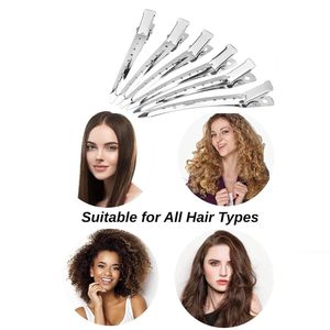 Venta al por mayor de fábrica: 12 pinzas de acero inoxidable tipo pico de pato para salón, pinzas plateadas para seccionar el cabello. - Product Image 2