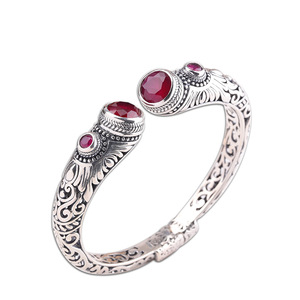 New Arrival Natural Crystal Stone Ruby Luxury Bracelet 925 Sterling Silver Bangles For Women Bangle Bracelet Fine Jewelry Gift