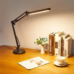 Fabrika ekonomik 12W Metal salıncak kolu basit masa lambası 3 aydınlatma modları kısılabilir enerji tasarrufu Led dekorasyon masa lambası