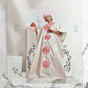 Perfumed High Quality Bazin Riche Boubou Dashiki <b>Dress</b> Scarf <b>Nigerian</b> <b>Traditional</b> Wedding Bride Cotton Breathable Adults - Product Image 2