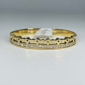 Bracelet tendance en acier inoxydable 316L plaqué or PVD avec incrustation de cristaux pour femme, accessoire de bijouterie, cadeau - Product Image 1
