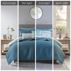 DB Floral Solid Pattern 8-Piece Printed Seersucker Comforter <b>Quilt</b> <b>Set</b> King Size Woven Cotton Silk Filling for Home Wedding Use - Product Image 5