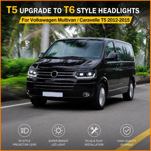 Fari per <span class=keywords><strong>Volkswagen</strong></span> Multivan <span class=keywords><strong>Caravelle</strong></span> <span class=keywords><strong>T5</strong></span> 2012-2015, Gruppo Fari LED Auto, Aggiornamento T6, Design Più Recente, Accessori - Product Image 2