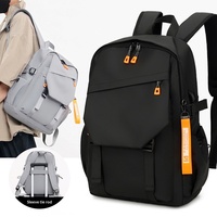 Mochila de Viaje Unisex Impermeable de 20-36L, de Poliéster Oxford Transpirable con Cierre, Moderna y a la Moda, para Computadora, Estilo Preppy, Color Sólido