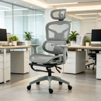 Chaise de bureau ergonomique contemporaine avec repose-pieds, dossier inclinable, soutien lombaire, en maille grise, base en nylon, pour école, chambre, achat en gros