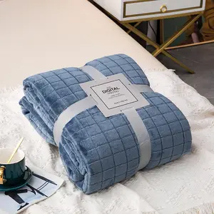 Atacado Quente macio jacquard luxuoso xadrez fofo outra cama personalizado Flanela Fleece cobertores joga para o inverno adulto