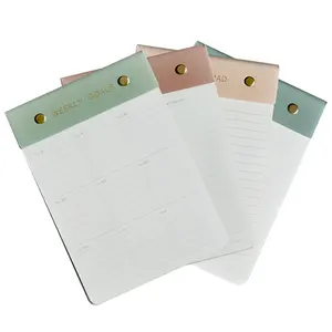 Wholesale note pad notepad-Wholesale PU Leather A5 Perforated Tear Off Private Label Weekly Notepad for Students Office Custom