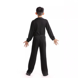 Conjunto de traje de baile latino para niños, ropa de actuación profesional para niños, licra, blanco, amarillo, azul oscuro, negro, primavera 2018 - Product Image 4