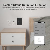 Interrupteur mural intelligent WiFi 4x4 avec écran, étiquette personnalisable en 10+ langues, norme américaine, 6/8 boutons poussoirs, compatible Tuya Smart Home et Alexa