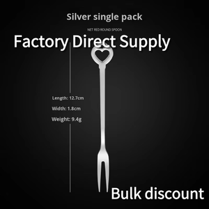 Set di Forchette per Frutta e Dessert in Acciaio Inox 304 di Grado Alimentare, Design Creativo a Forma di Cuore, Stile Europeo, Forchetta a Due Punte per Mooncake - Product Image 2