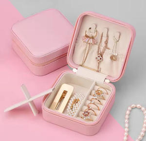 Wholesale Custom Logo Portable PU Jewelry Packaging Box <b>Ring</b> Earrings Necklace Display <b>Storage</b> case Jewelry Box with Mirror - Product Image 5