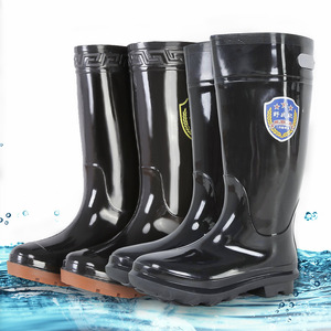 Botas de Lluvia de PVC Negras para Hombre, Altura Media, Suela de Goma Impermeable, Zapatos de Trabajo - Product Image 1
