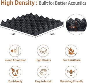Auslet bán buôn 36 gói Trứng Thùng 12 inch chống cháy sóng cách âm Bảng điều khiển Acoustic bọt tấm - Product Image 2