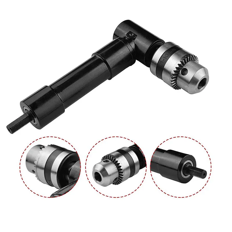 Right Angle Drill Attachment Chuck Adapter Electric Power Cordless 3/8 90 Degree