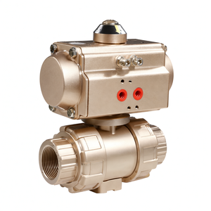 Válvula de Bola Neumática de PVC, Válvula de Bola de Control de Aire de Doble Unión con Actuador Neumático - Product Image 4