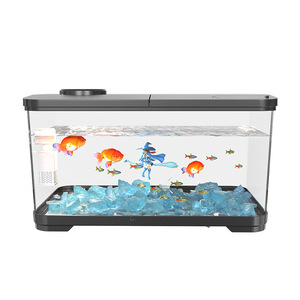Klein modern huishoudelijk goudvisaquarium, hoge definitie transparant <span class=keywords><strong>aquarium</strong></span>, weinig onderhoud, ingebouwde filter, geen waterverversing nodig. - Product Image 1