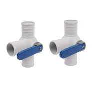 Robinet à bille PVC sur mesure de 3/4 à 2 pouces avec raccord cannelé - Vanne d'arrêt de dérivation pour conduites d'eau flexibles