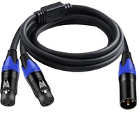 Câble de microphone XLR mâle-mâle en cuivre sans oxygène, adaptateur audio Y-splitter XLR 1 femelle vers double 2 mâles
