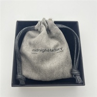 Mini sac en velours suédé personnalisé, pochette à bijoux en daim gris avec cordon