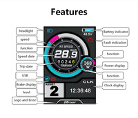Protocole 2, pièce de conversion pour vélo électrique 72v uck1 e-compteur de vélo tft affichage coloré pour vélo électrique