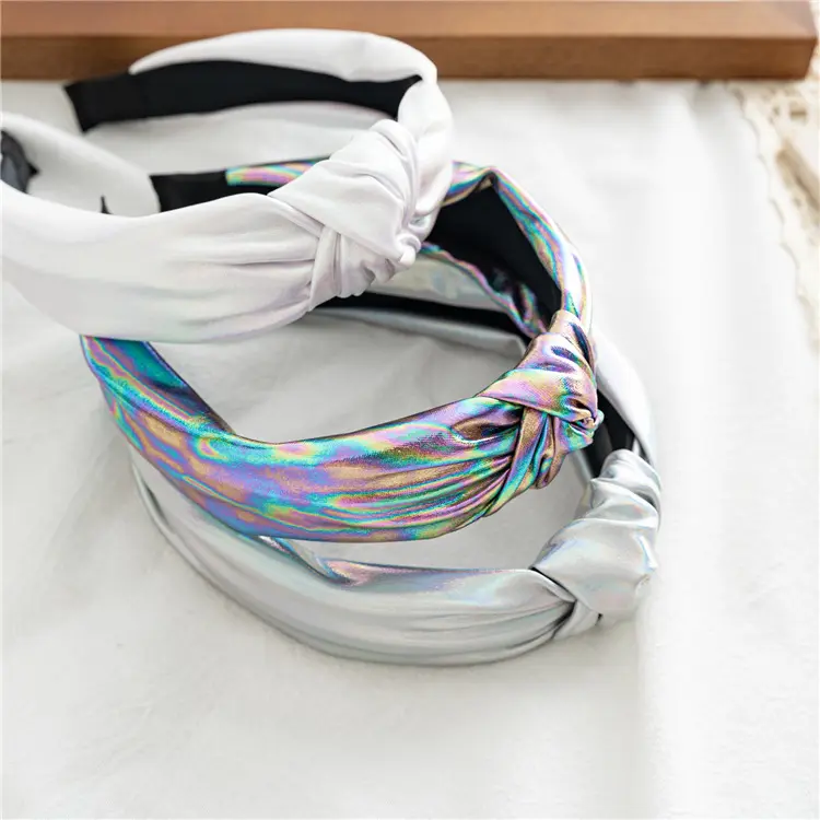 New Retro Bright Leather Cross Knot Hair Hoop Ladies Headband Simple Wide Edge Pressure Hair Hoop Designer inspired Headband