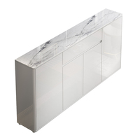 Buffet moderne blanc brillant avec dessus en pierre frittée et tiroirs de rangement pour salle à manger, cuisine, couloir, meubles de maison