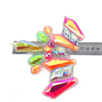 Appliques thermocollantes en strass Néon AB DIY, grandes pierres décoratives pour textile de maison, chapeaux, costumes de carnaval et ornements