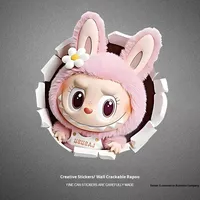 Autocollant de Voiture Peluche Personnalisable Labubu Dessin Animé, Décalcomanie pour Vitre, Moto Électrique ou Boîtier d'Ordinateur, Garantie 1 An