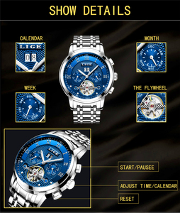 <span class=keywords><strong>Reloj</strong></span> de Pulsera <span class=keywords><strong>Lige</strong></span> Último Modelo 9841, <span class=keywords><strong>Reloj</strong></span> Mecánico Automático de Moda, Marca Superior, Estilo Casual para Hombre, Resistente al Agua, Relogio - Product Image 6