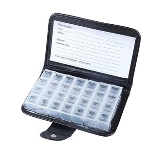 Best-Selling PU Leather <b>Large</b> Capacity Portable Travel Pill Organizer Case 28 Detachable Compartments 7-Day Promotional - Product Image 2