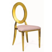 Chaise élégante de salle à manger de luxe avec cadre en acier inoxydable pour banquet, fêtes en plein air, mobilier événementiel