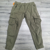 Celana Cargo Pria BAWANGCHENG Model Hip Hop Modis Bahan Katun Pinggang Sedang Ukuran Besar Tahan Air Bernapas Pewarnaan Garment Berkualitas Tinggi