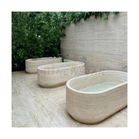 Baignoire en travertin au design moderne Newstar, baignoire en pierre naturelle, décoration de salle de bain de luxe, baignoire sur mesure, baignoire autoportante