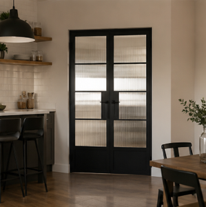 Custom Steel Glass Door Black Frame Interior Tempered Simple for Home Office Hotel - Product Image 2