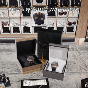 Caja de Reloj de Madera de Lujo con Interior de Cuero Suave, Estuche de Regalo para un Solo Reloj de Pulsera con Bolso Negro para Regalo Corporativo, Impresión Personalizada - Product Image 2