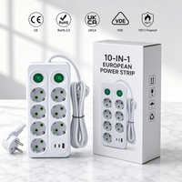 Multiprise 6 voies UE 16A 250V de type allemand avec double interrupteur et protection contre les surtensions, rallonge électrique