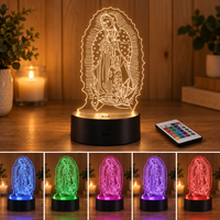 Lampe de chevet compacte à LED blanc chaud en acrylique, tactile, moderne, décorative, à brancher, illusion 3D, pour chambre à coucher
