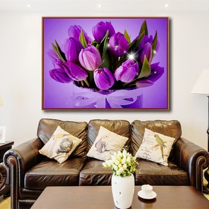 Hoa Hồng Tím DIY Kim Cương Thêu Trang Trí Nội Thất DIY 5D Kim Cương Tranh - Product Image 2