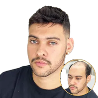 Perruque complète en dentelle pour hommes, 100% cheveux vierges brésiliens, ondulation naturelle, densité 100-120%, avec étiquette suspendue, systèmes de remplacement capillaires