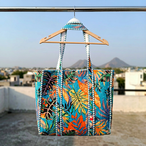 Bolsa de Mano de Gran Capacidad, Acolchada, Abierta, Hecha a Mano, Informal, Ligera, de Verano, para Fin de Semana, Compras, Viajes, de Algodón de Primera Calidad - Product Image 1