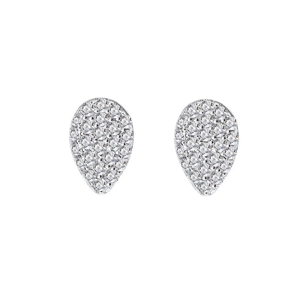 S925 sterling silver droplet shaped small earrings with micro inlaid diamond melon seed earrings wedding jewelry