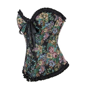 Impression à l'huile Floral Overbust Corset Taille Basques Vintage Shaper Medieval <span class=keywords><strong>Bustier</strong></span> Top Korset - Product Image 6