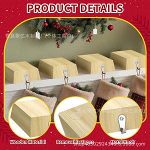 Wooden <b>Christmas</b> <b>Stocking</b> <b>Holder</b> Mantel Mount Detachable Hanger Fireplace Decoration 4 Piece Set Minimalist Style - Product Image 4