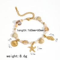 À la mode été 18K PVD or étoile de mer coquille conque pendentif à breloques naturel coquille de mer pierre collier de perles Bracelet bijoux de plage