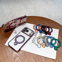 Soporte Universal Adhesivo para Teléfono Móvil con Anillo Plegable Electrochapado y Soporte para Dedo
